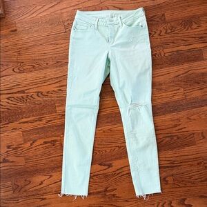 Old Navy Rockstar Mint Green Skinny Ripped Jeans